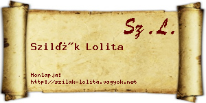 Szilák Lolita névjegykártya